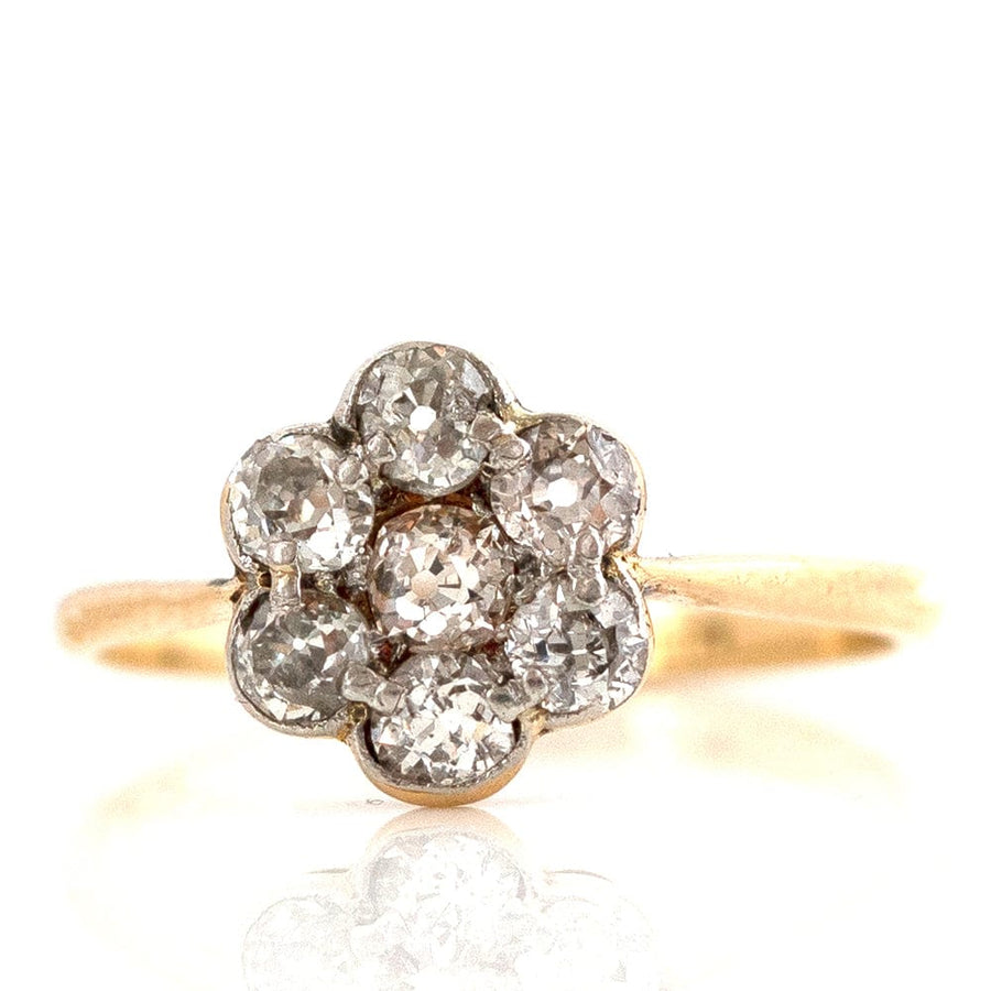VICTORIAN Ring Antique Victorian Old Cut Cluster Daisy 18ct Gold Ring Mayveda Jewellery