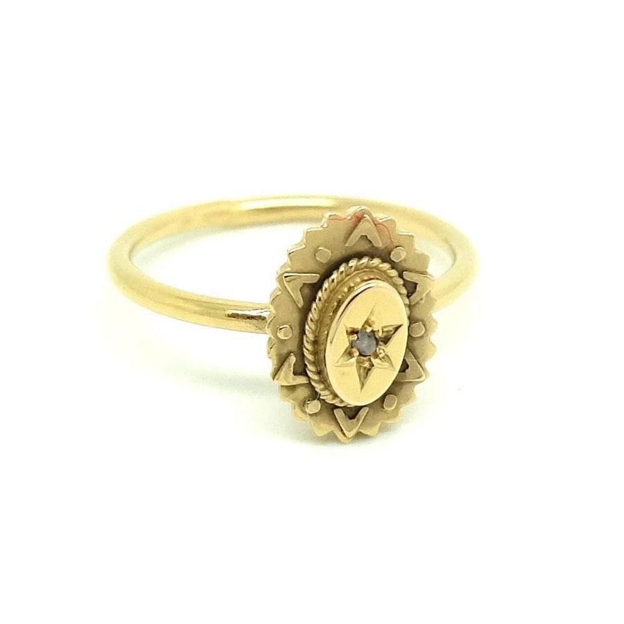 Antique Victorian Ornate Diamond 9ct Gold Ring