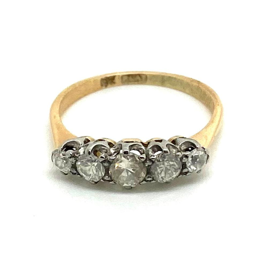 Antique Edwardian Platinum Five Stone 18ct Gold Ring