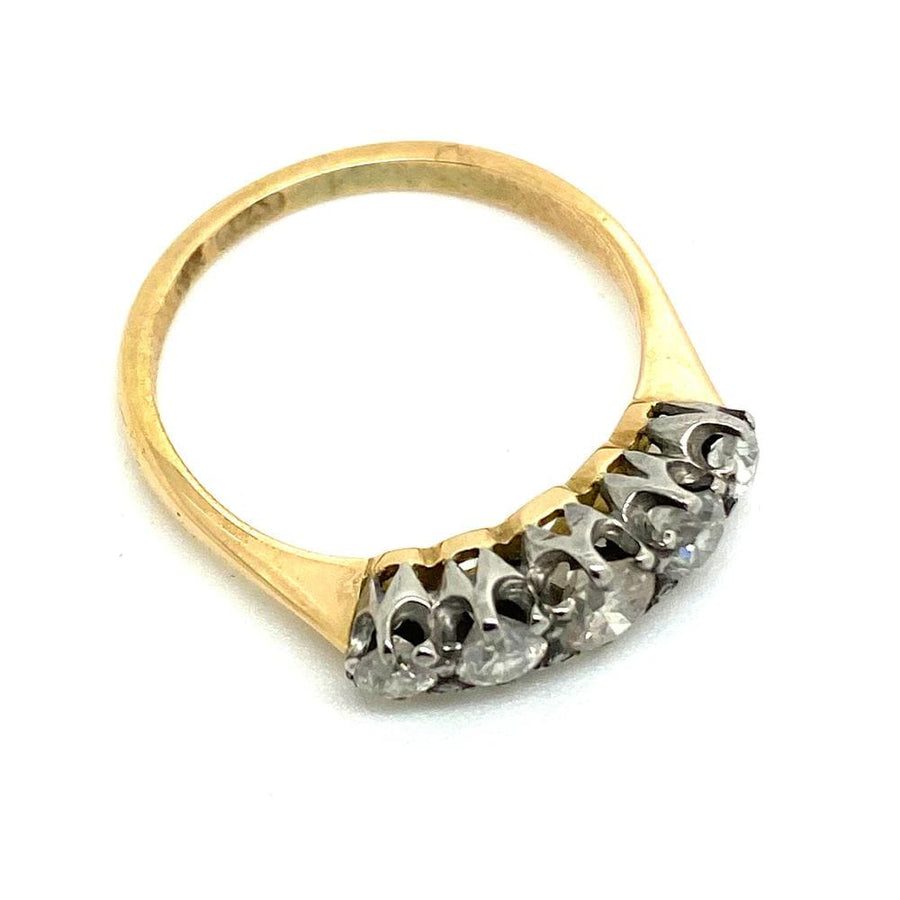 Antique Edwardian Platinum Five Stone 18ct Gold Ring