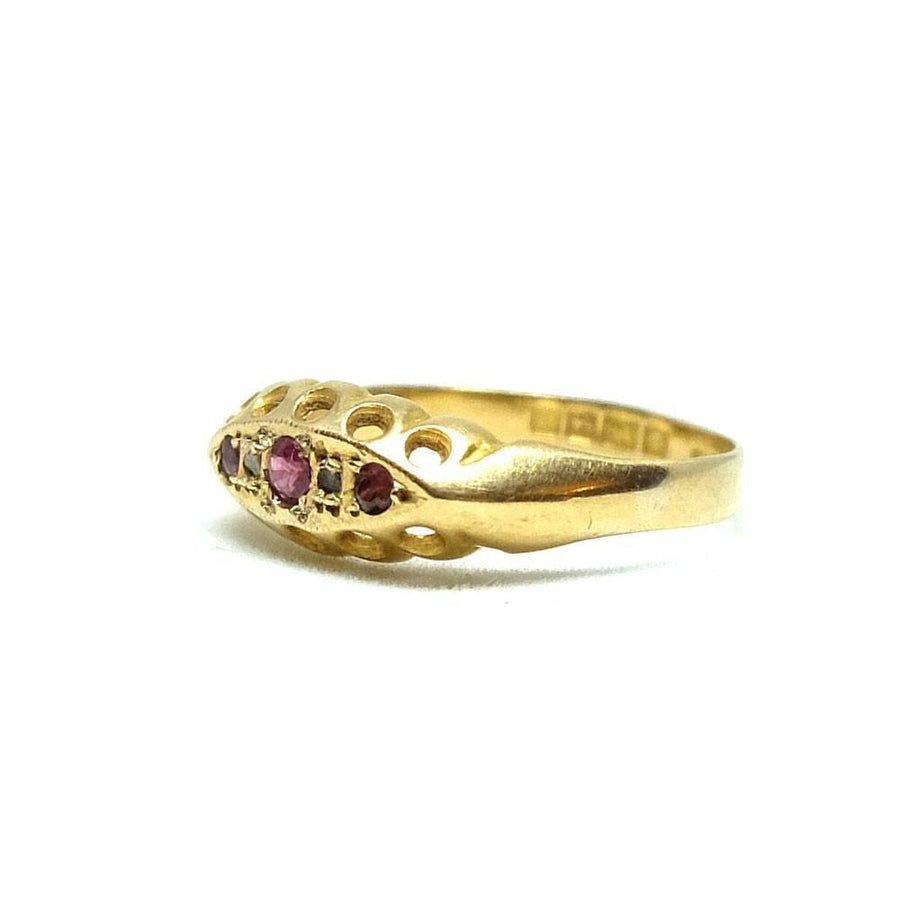 Antique Victorian Ruby & Diamond 1894 18ct Gold Gemstone Ring | O / 7.5