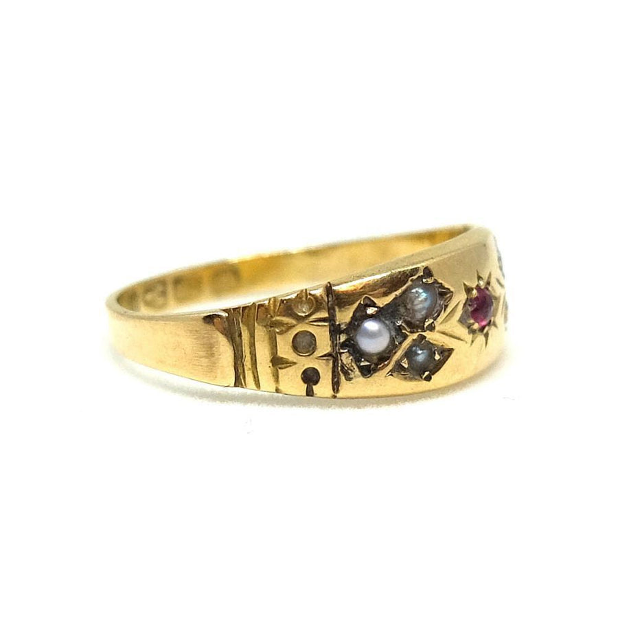 Antique Victorian Ruby Gold Ring (Q 1/2)