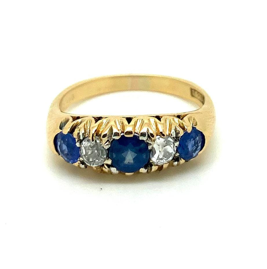 Antique Victorian Sapphire Diamond 18ct Gold Ring