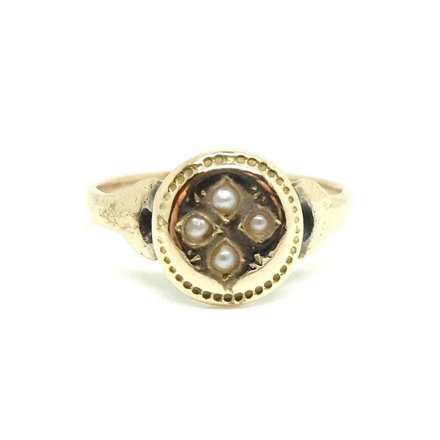 Antique Victorian Star Set Pearl 9ct Rose Gold Ring