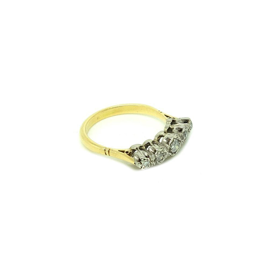 SOLD - Antique Victorian Five Diamond 9ct Gold Engagement Gemstone Ring | M / 6.5