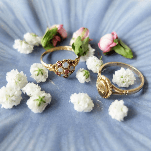 Victorian Opal and Ruby 18ct Yellow Gold Ring (Size: 0) - Mayveda Jewelry