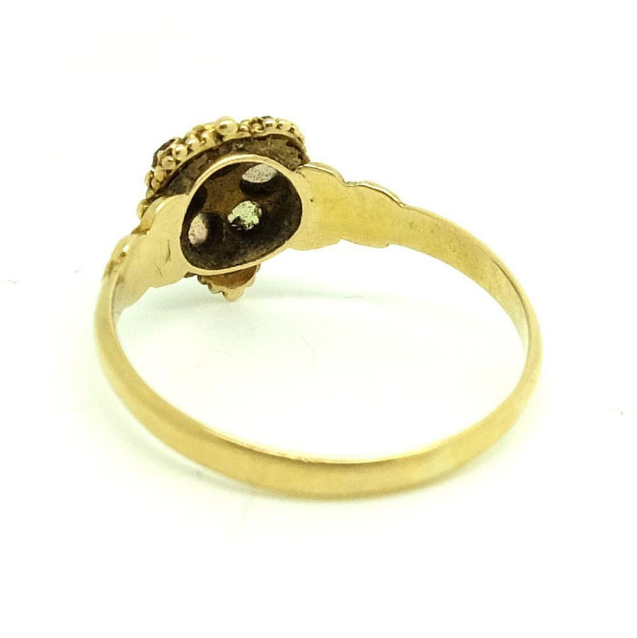 Victorian Opal and Ruby 18ct Yellow Gold Ring (Size: 0) - Mayveda Jewelry
