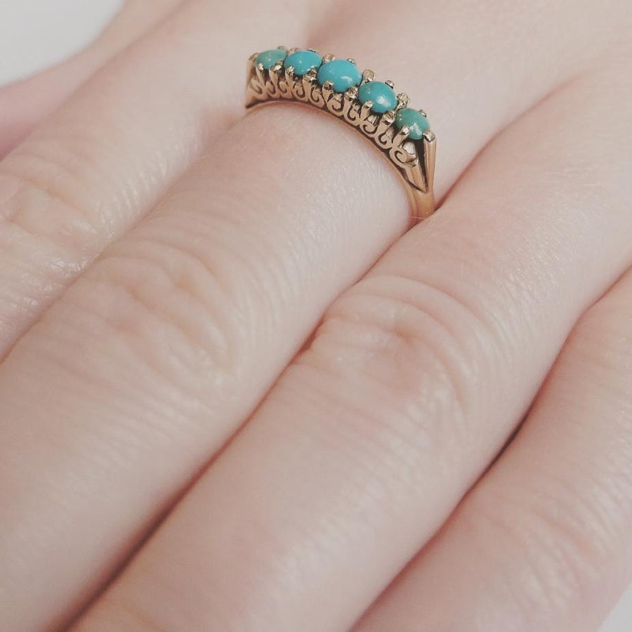 Victorian Turquoise Yellow Gold Ring (Size: N 1/2)