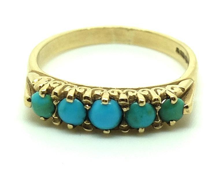 Victorian Turquoise Yellow Gold Ring (Size: N 1/2)