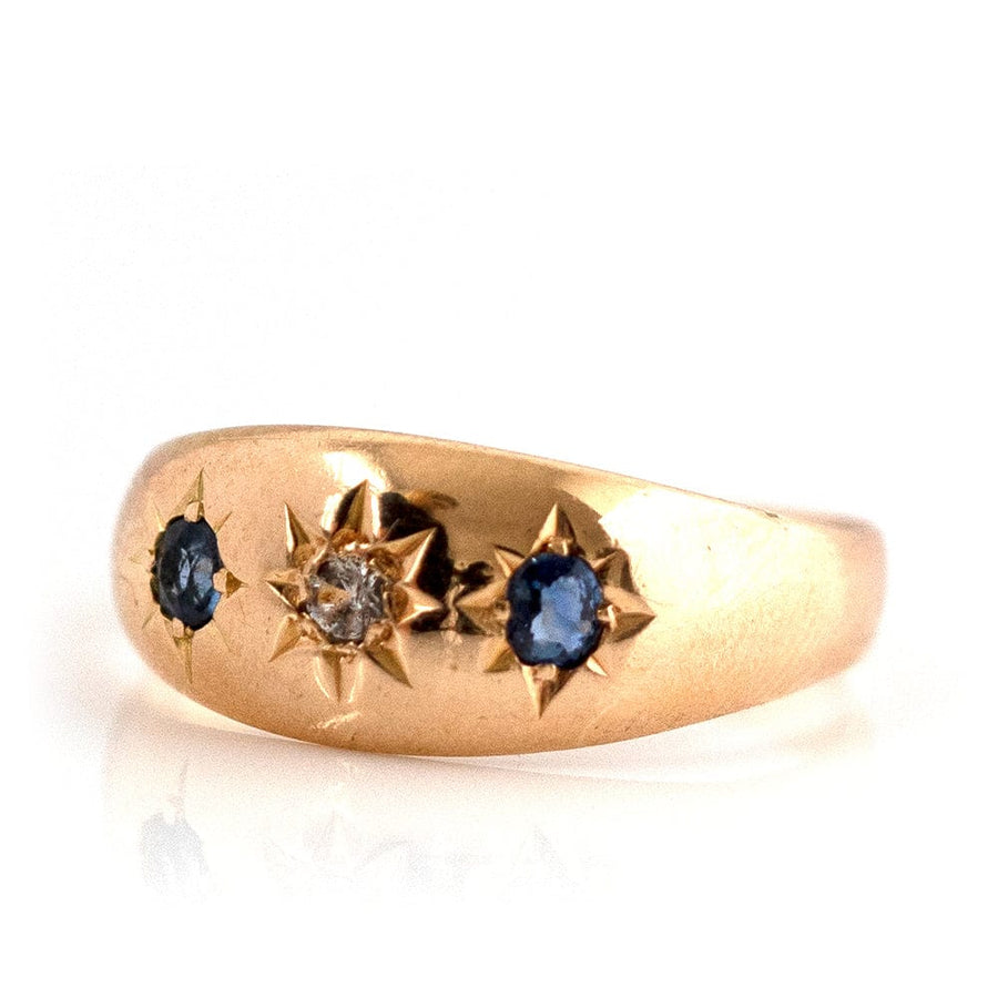 VICTORIAN Rings Antique Victorian Sapphire Diamond 18ct Gold Gypsy Star Ring Mayveda Jewellery