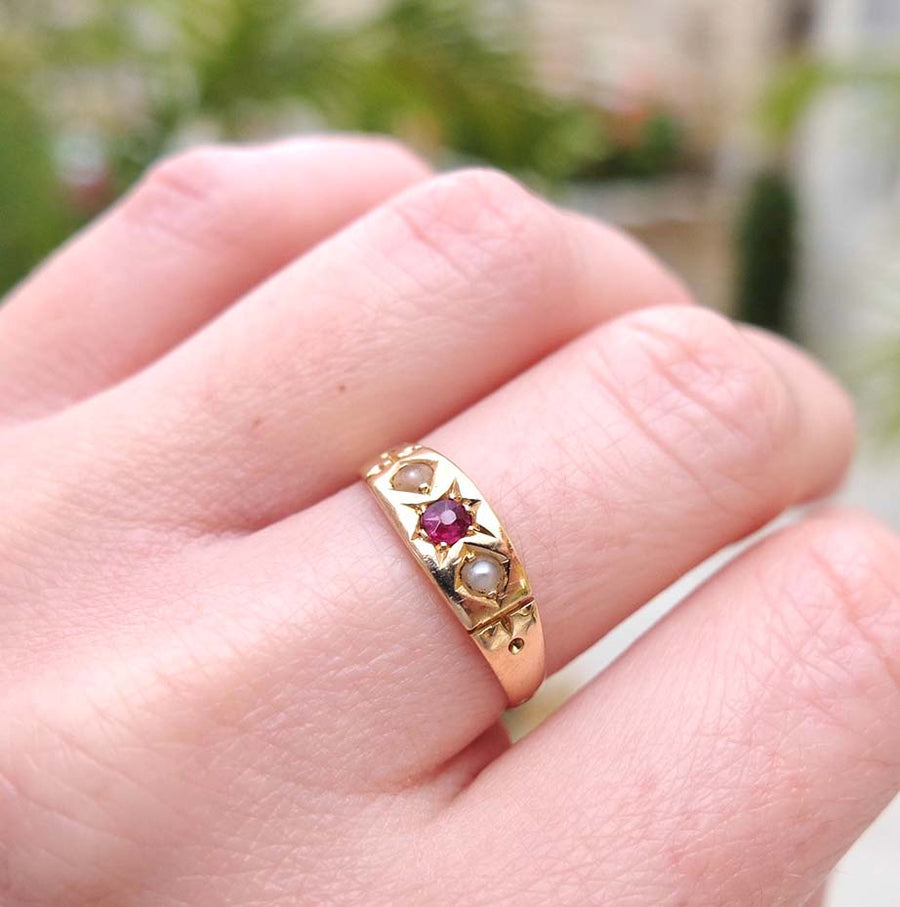 VICTORIAN Rings Antique Victorian Star Set Ruby 18ct Gold Ring Mayveda Jewellery