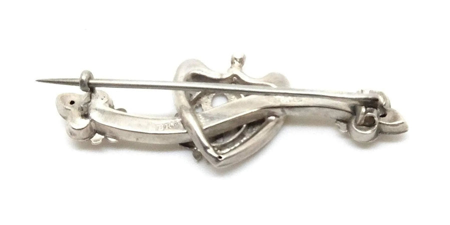 Victorian Silver Heart & Forget - Me - Not Brooch