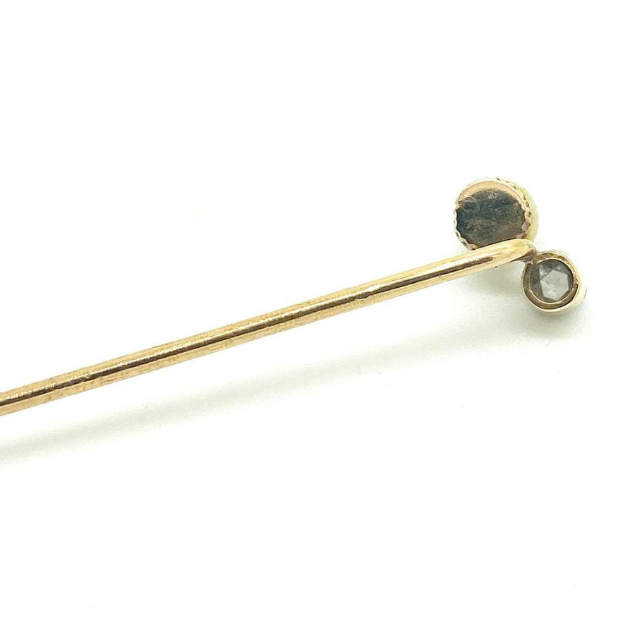 Victorian STICK PIN Antique Victorian Rose Cut Diamond Pearl Stick Pin Wedding Brooch