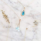 Vintage 14ct Blue Glass Pear Shaped Necklace