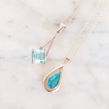 Vintage 14ct Blue Glass Pear Shaped Necklace