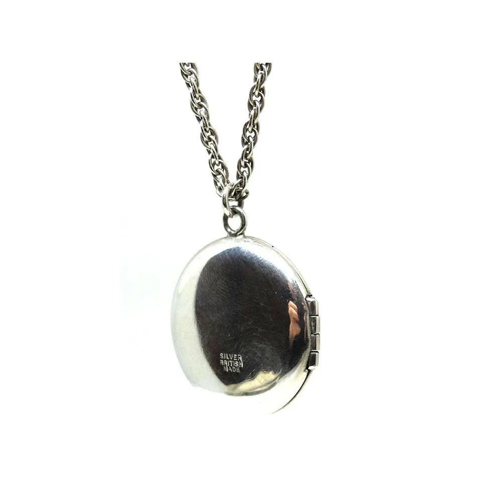 Vintage 1920s Art Deco Guilloche Blue Enamel Silver Locket, view 7