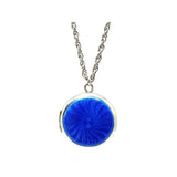 Vintage 1920s Art Deco Guilloche Blue Enamel Silver Locket