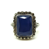 Vintage 1920s Blue Chalcedony Marcasite Silver Ring