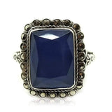 Vintage 1920s Blue Chalcedony Marcasite Silver Ring