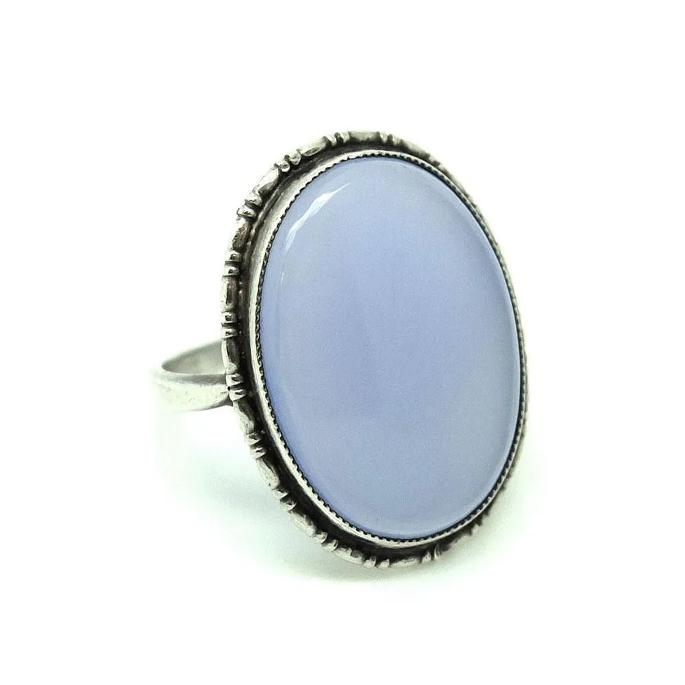 Vintage 1920s Blue Chalcedony Sterling Silver Ring, view 10