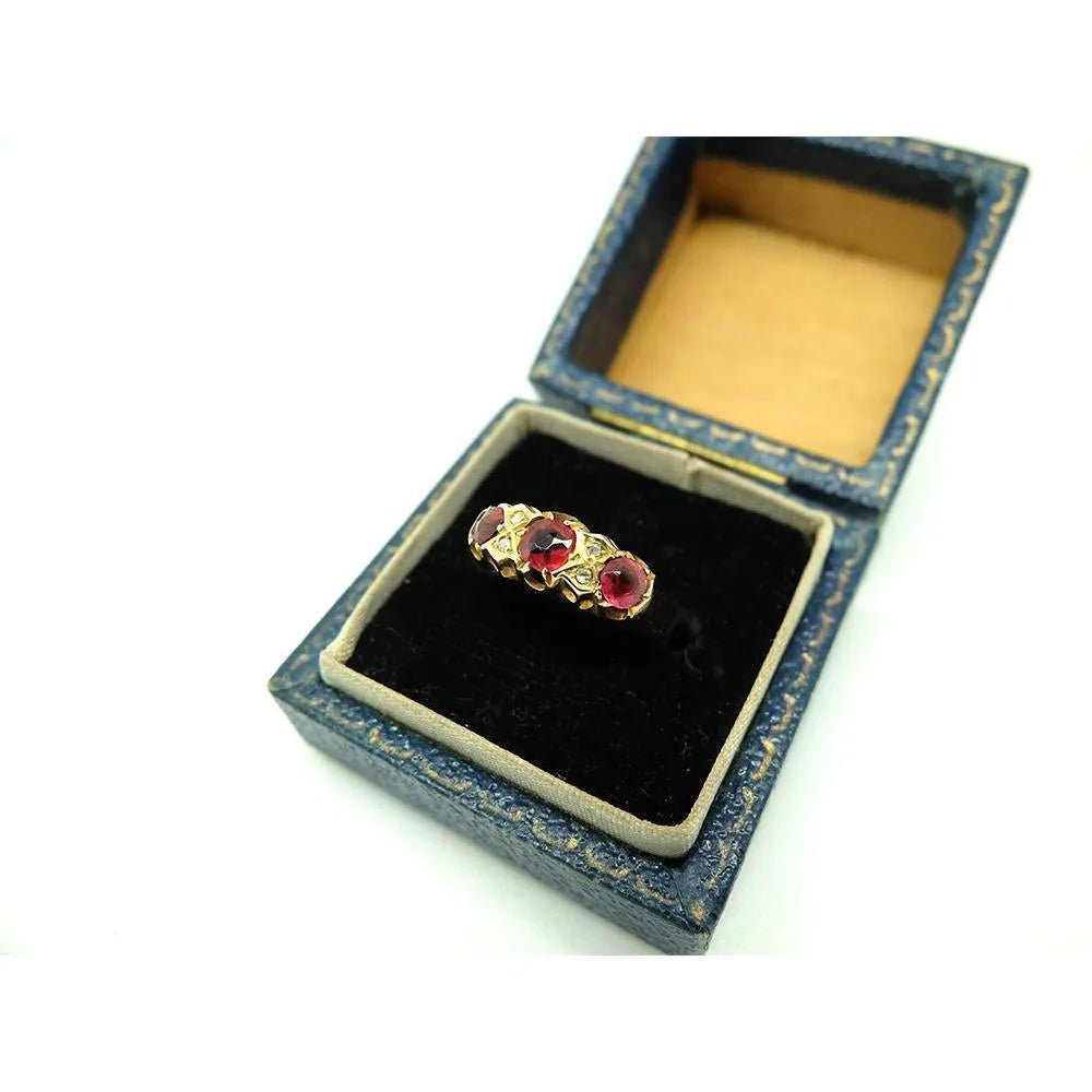 Caja para anillos vintage de cuero azul de los años 20, view 3