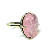 Vintage 1920s Chinese Rose Quartz Gemstone Silver Ring | Q - S (8.5 - 9.5)