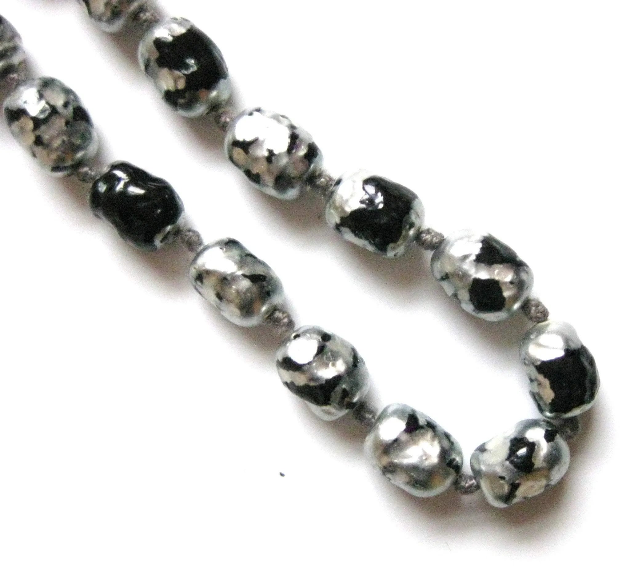 Collar largo vintage de plata y cristal negro de los años 20, view 4
