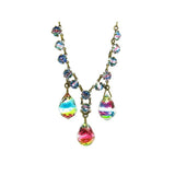 Vintage 1920's Rainbow Drop Iris Glass Necklace