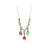 Vintage 1920's Rainbow Drop Iris Glass Necklace