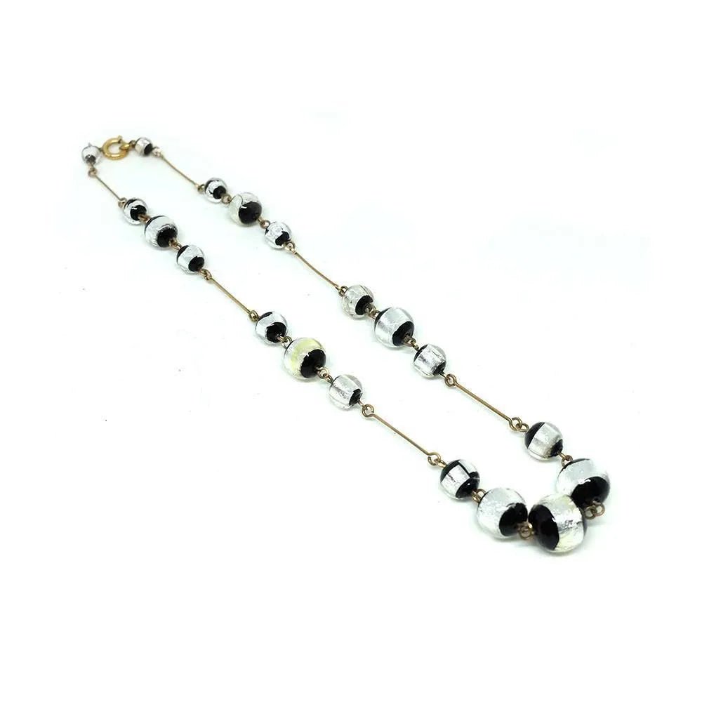Vintage 1920s Rolled Gold Foil Glass Necklace, view 4