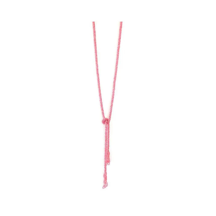 Vintage 1920s Tassel Art Deco Pink Beaded Flapper Necklace
