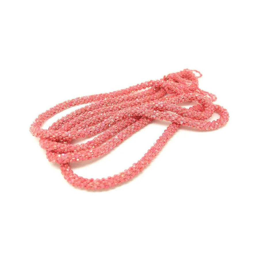 Vintage 1920s Tassel Art Deco Pink Beaded Flapper Necklace