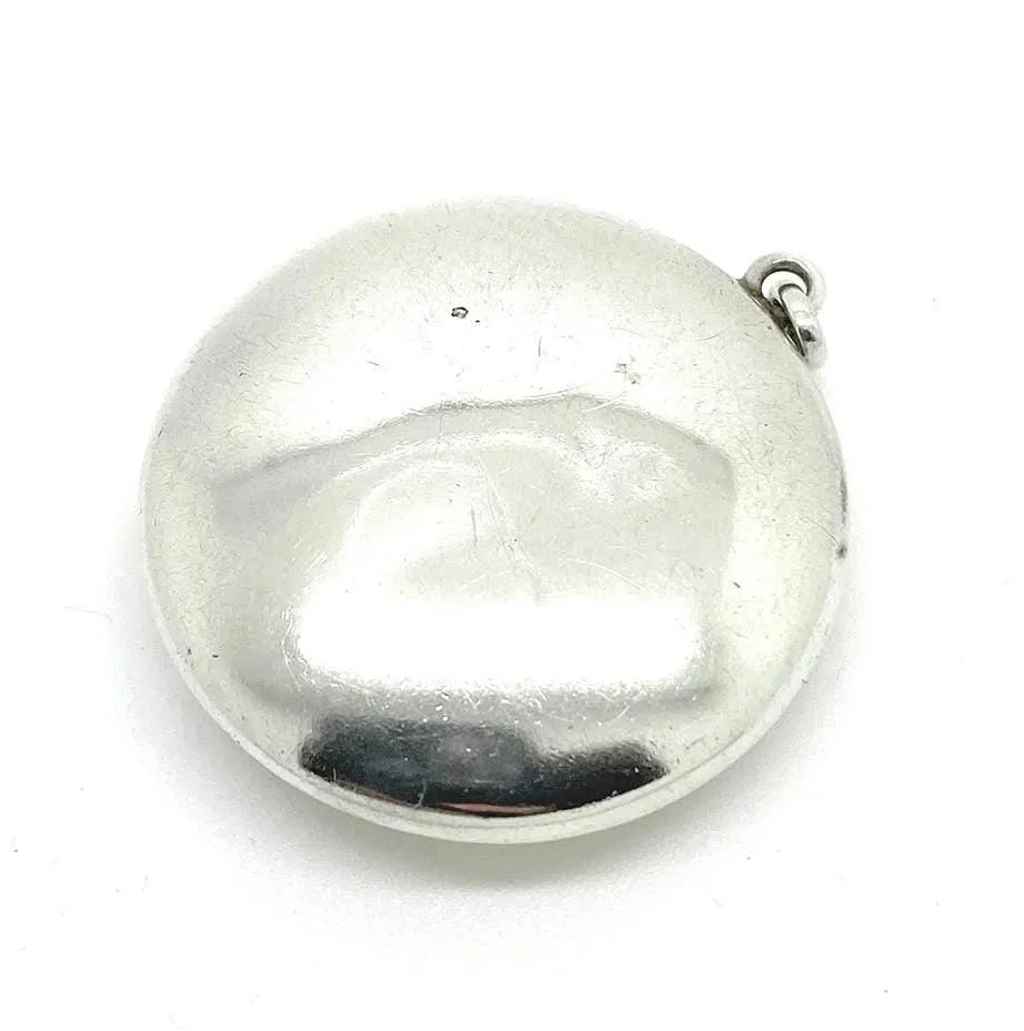 Vintage 1922 Yellow Enamel Sterling Silver Compact Locket Necklace, view 7