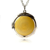 Vintage 1922 Yellow Enamel Sterling Silver Compact Locket Necklace