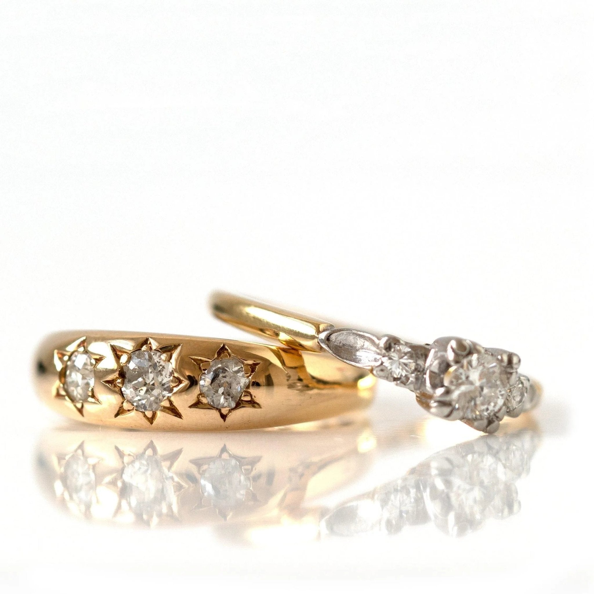 1930s 0.25 Carat Round Brilliant Diamond 18K White and Yellow Gold Vintage Engagement Ring, view 7