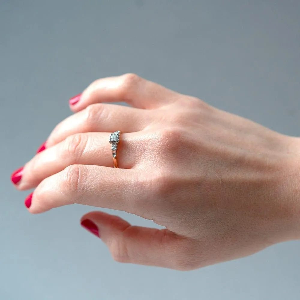 1930s 0.25 Carat Round Brilliant Diamond 18K White and Yellow Gold Vintage Engagement Ring, view 11
