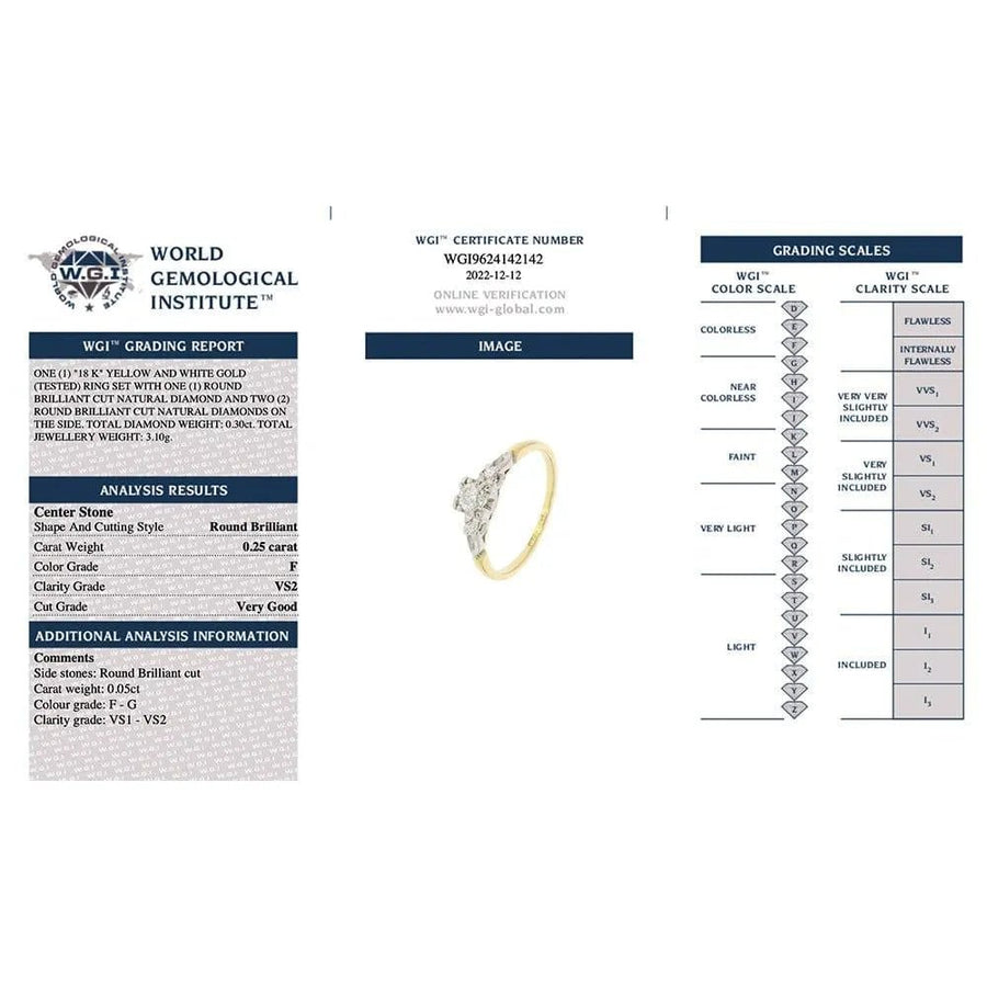 Vintage 1930s 18ct Gold 0.25ct Diamond Ring