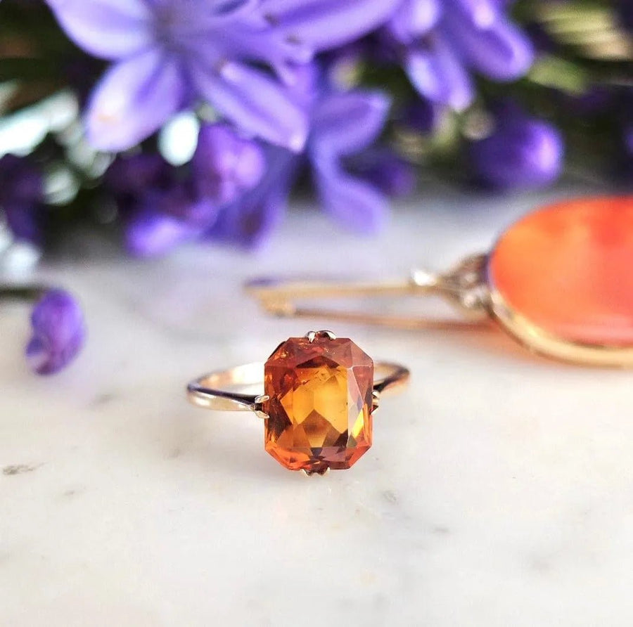 Vintage 1930s 9ct Gold Citrine Ring