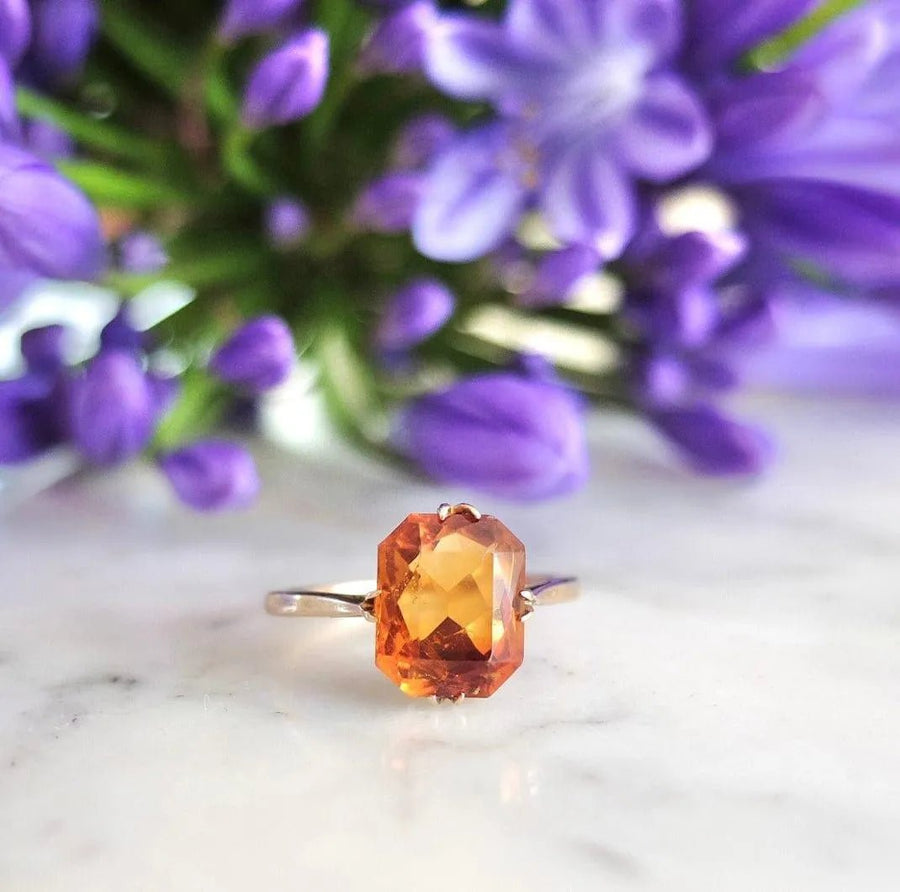 Vintage 1930s 9ct Gold Citrine Ring