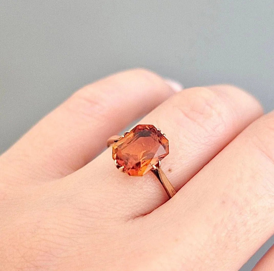 Vintage 1930s 9ct Gold Citrine Ring