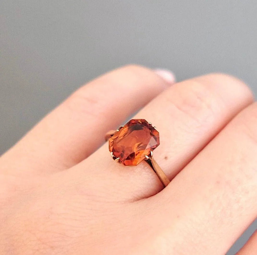 Vintage 1930s 9ct Gold Citrine Ring