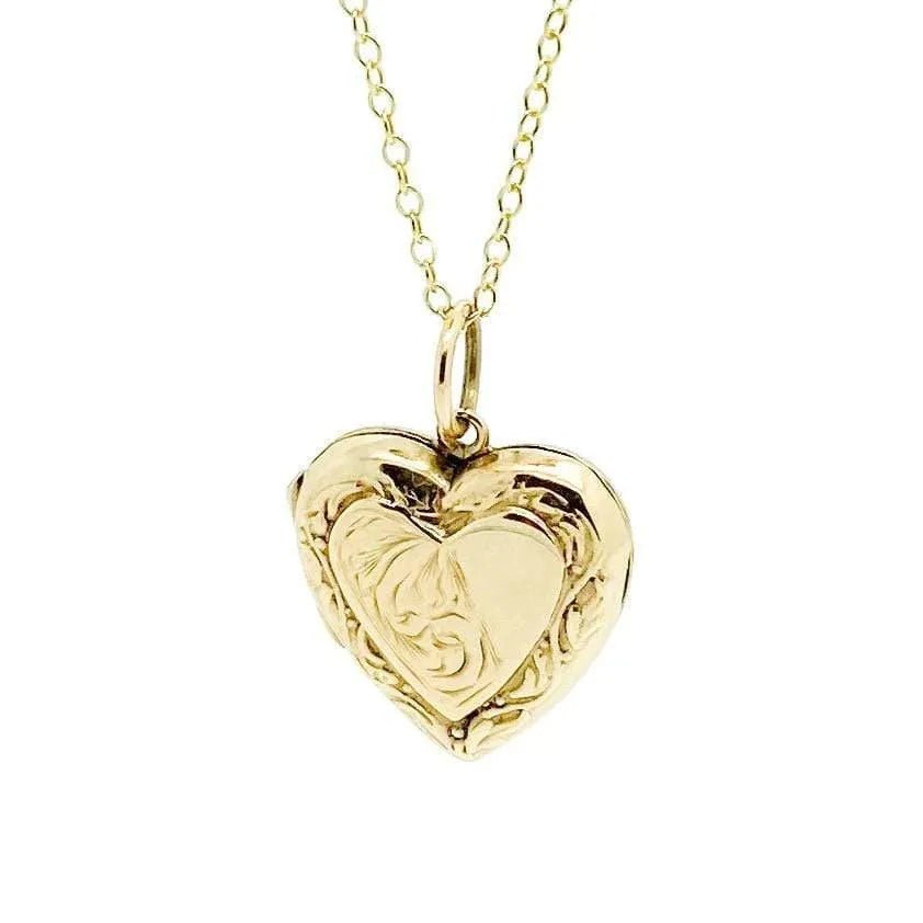 Collar con medallón de corazón de oro de 9 quilates vintage de los años 30