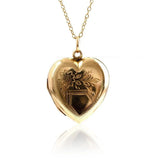 Vintage 1930s 9ct Gold Heart Locket Necklace