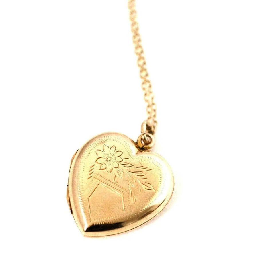 Vintage 1930s 9ct Gold Heart Locket Necklace