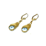 Vintage 1930's Art Deco Blue Glass Drop Earrings