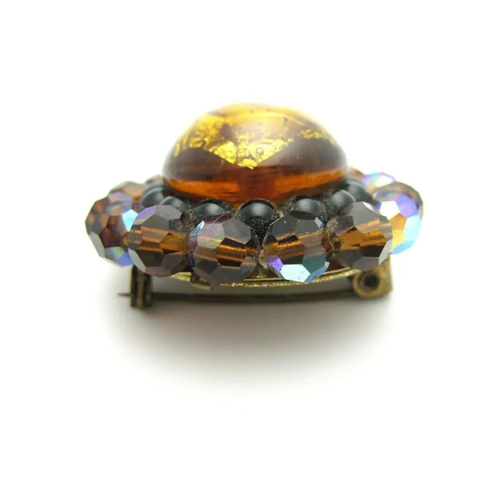 Vintage 1930s Art Deco Glass & Foil Brooch, view 3