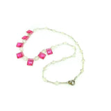 Vintage 1930's Art Deco Pink Square Glass Statement Necklace
