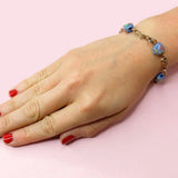 Vintage 1930's Blue Wedding Cake Rolled Gold Bracelet