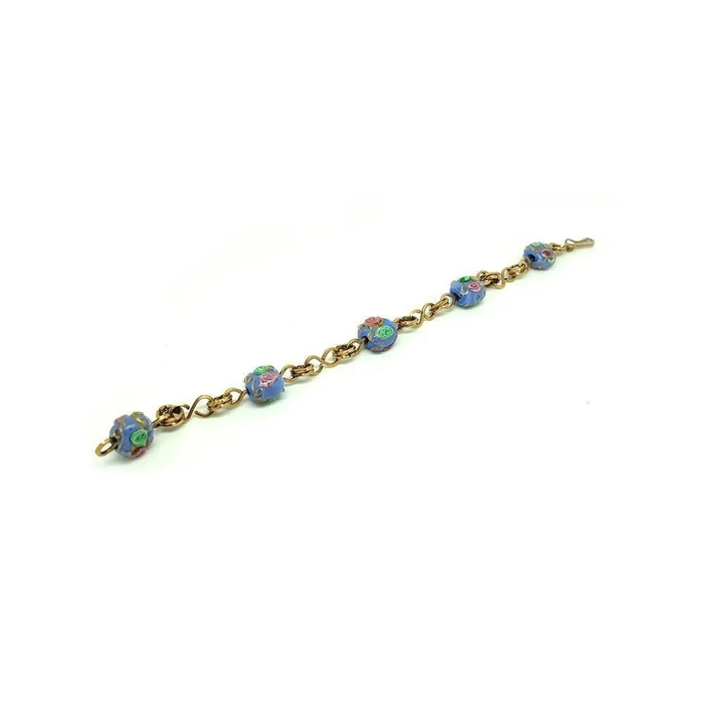 Vintage 1930's Blue Wedding Cake Rolled Gold Bracelet, view 5