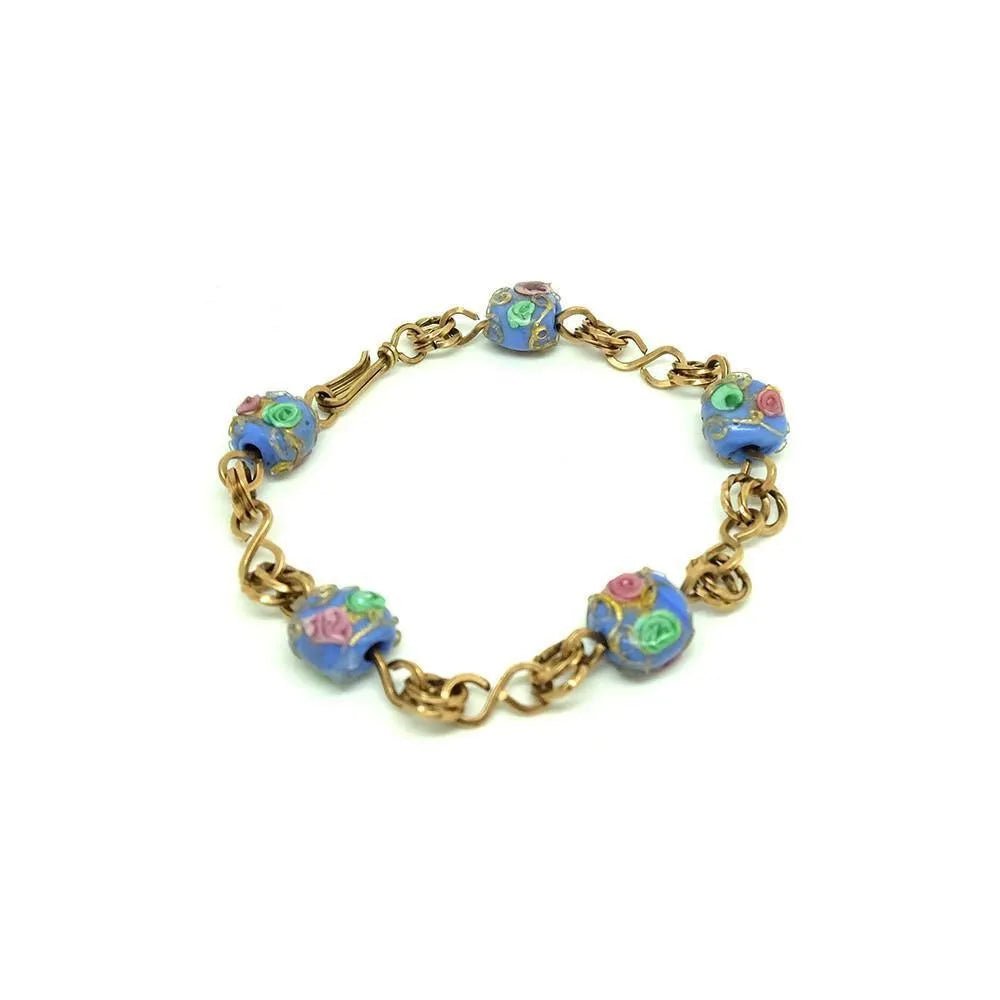 Vintage 1930's Blue Wedding Cake Rolled Gold Bracelet
